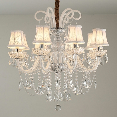Crystal Candlestick Chandelier Lighting Fixtures European Style 8 Lights Chandelier Light Fixtures in White