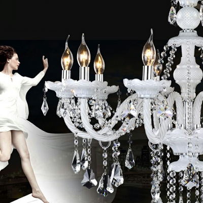 Dangling Crystal Balls Chandelier Lamp European Style Crystal 10-Lights Chandelier Pendant Light in Gold