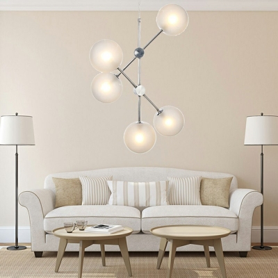 Metal 6 Lights Suspended Lighting Fixture Modern Chandelier Pendant Light for Living Room