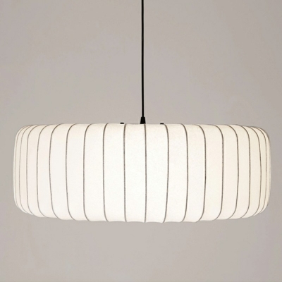 Modern Style Drum Pendant Light Silk 1 Light Pendant Lighting in White