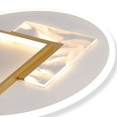 Modern Style Rectangular Flush Ceiling Lights Metal 3-Lights Flush Mount Light Fixtures in Gold