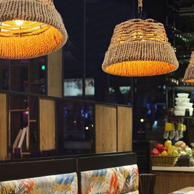 Pendant Industrial Hand-Wrapped Rope Light Suspension Pendant Light for Living Room Cafe
