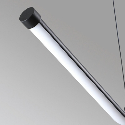 2-Light Over Island Lighting Minimalist Style Liner Shape Metal Hanging Lamps