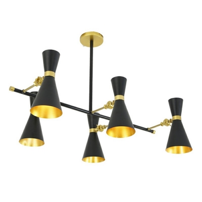 5-Light Island Chandelier Vintage Style Cone Shape Metal Hanging Ceiling Light