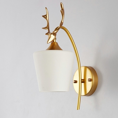 Countryside Deer Sconce Light Fixture Glass and Wrought Iron Wall Sconces