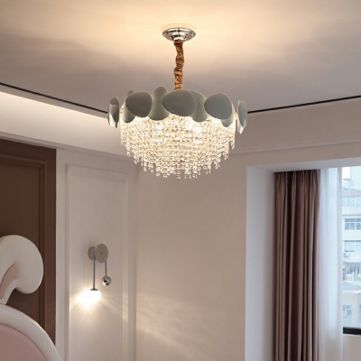 Crystal Tassel Suspended Lighting Fixture Modern Elegant Chandelier Pendant Light for Dinning Room