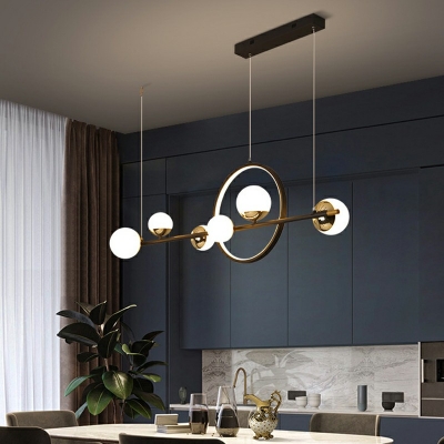 Modern Style Globe Island Lamps Metal 7-Lights Island Lighting in Black