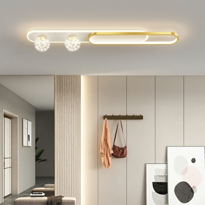 Modern Style Linear Flush Ceiling Lights Metal 4-Lights Flush Ceiling Light Fixture in Gold