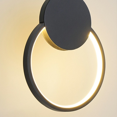 Ring Ceiling Pendant Light Modern Style Metal 1-Light Pendant Light Fixtures in Black