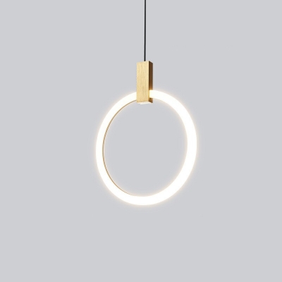 Ring Pendant Light Fixtures Modern Style Metal 1-Light Pendant Light Fixture in White