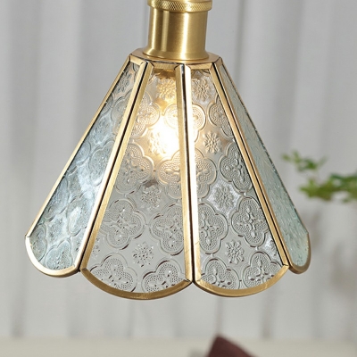 Traditional Glass Semi Flush Mount Ceiling Fixture Brass and Glass Close to Ceiling Lamp for Living Room
