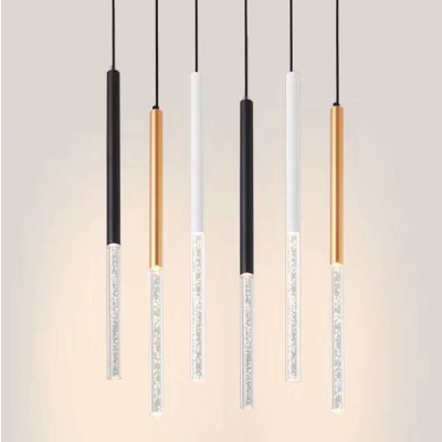 Tubular Pendant Light Fixtures Modern Style Metal 1-Light Hanging Pendant Lights in Gold