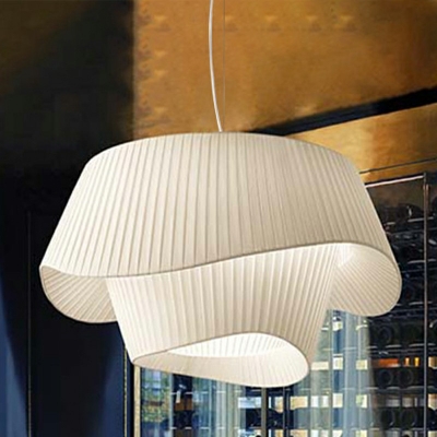 Twist Ceiling Pendant Light Modern Style Silk 1-Light Pendant Light Fixtures in Beige