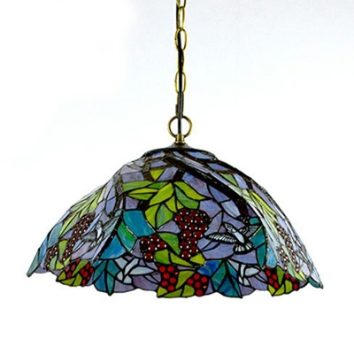1-Light Globe Hanging Pendant Light Tiffany Style Glass Pendant Lighting Fixtures in Green