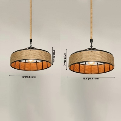 1 Light Hanging Pendant Lights Hemp Rope Hanging Lamp Kit for Dining Room