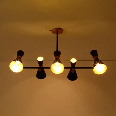 5-Light Island Chandelier Vintage Style Cone Shape Metal Hanging Ceiling Light