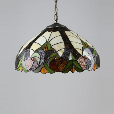 Bowl Pendant Lamp Tiffany Style Stained Glass 1 Light Pendant Ceiling Lights in Green