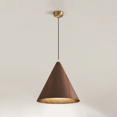 Cone 1 Light Hanging Pendant Light Wood Modern Down Mini Pendant for Living Room