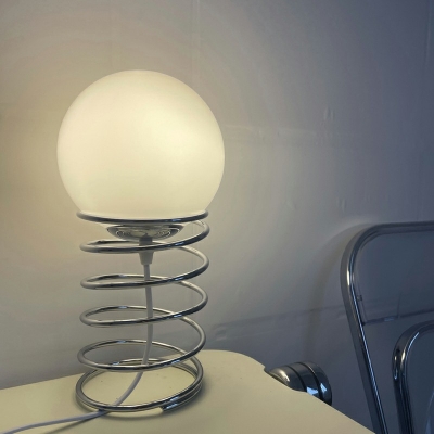 Designer Geometric and Orb Small Desk Task Lighting White Glass Nightstand Lamp
