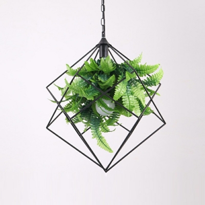 Black Finish Suspension Pendant With Plant Hanging Light Fixtures for Living Room