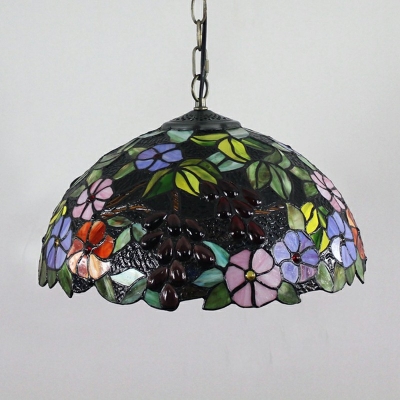Domed Pendant Lamp Modern Style Glass 1 Light Hanging Light Fixtures in Green