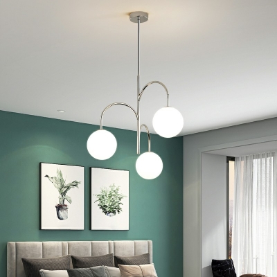 Modern Suspended Lighting Fixture Globe Glass Chandelier Pendant Light for Living Room