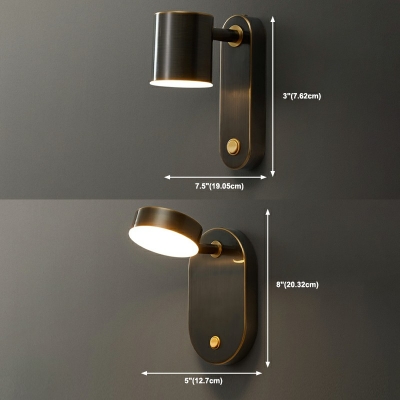 Modern Third Gear Cylindrical Wall Sconce Lighting Metal Wall Mounted Light Fixture