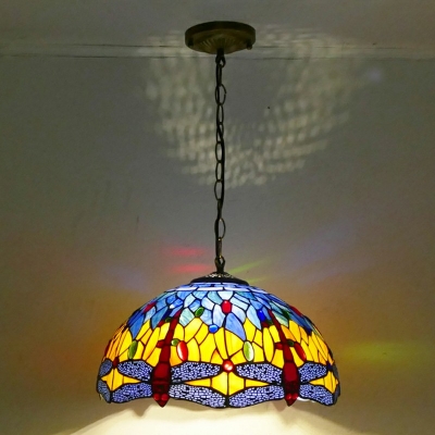 Orange Bell Pendant Lamp Tiffany Style Amber Glass 1 Light Pendant Ceiling Lights