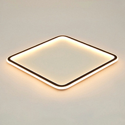 Ultra Thin Flush Mount Ceiling Light Black Geometric Metal LED for Bedroom