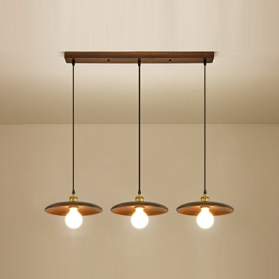1-Light Suspension Lamp Minimalism Style Cone Shape Wood Hanging Ceiling Light