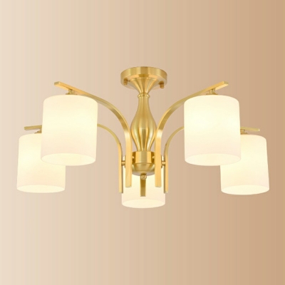 3-Light Semi Flush Mount Lights Traditional Style Cylinder Shape Metal Ceiling Mounted Fixture