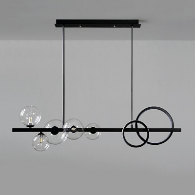7-Light Island Lights Minimal Style Globe Shape Metal Hanging Chandelier Lighting