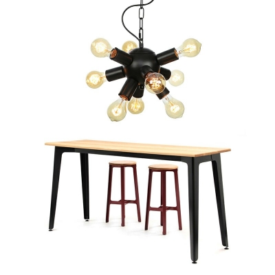 Black Metal Suspension Pendant Light Modern Minimalist Chandelier Lamp For Living Room
