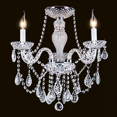 Bobeche Chandelier Lamp European Style K9 Crystal 8-Lights Ceiling Chandelier in White