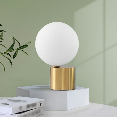 Contemporary Globe Night Table Lamps Frosted White Glass Small Desk Lamp