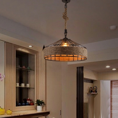 Industrial Hanging Lamp Kit Hand-Wrapped Rope Hanging Pendant Lights for Cafe