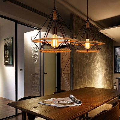 Industrial Manila Rope Hanging Pendant Lights Hanging Lamp Kit for Living Room