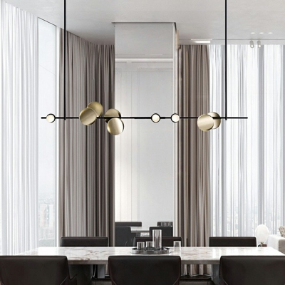 Metal Linear Island Pendant Lights Modern LED Chandelier Lighting Fixtures for Dinning Room