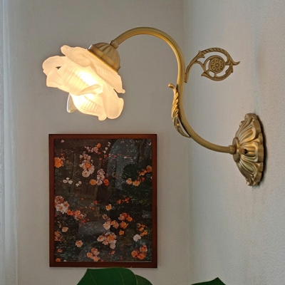 Mid-Century Scalloped Wall Lighting Fixtures Metal and Glass Wall Sconce Lighting