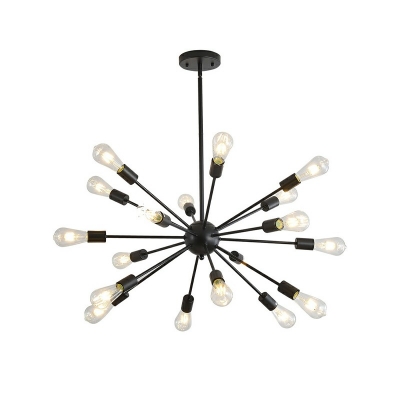 Modern Style Sputnik Chandelier Lights Metal 18-Lights Chandelier Lighting in Black