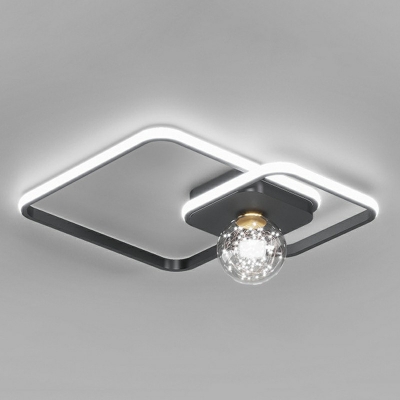 Modern Style Square Flush Light Fixtures Metal 3-Light Flush Mount in Gold