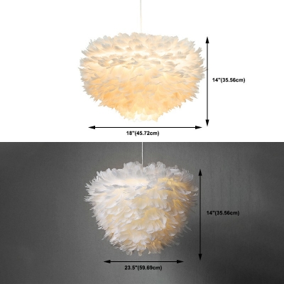 White Chandelier Lighting Fixtures Modern Elegant Feather Ceiling Lamp for Living Room
