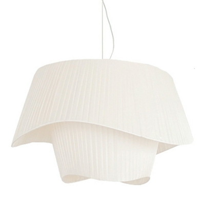 White Waved Hanging Light Fixtures Modern Style Silk 1 Light Hanging Light Kit