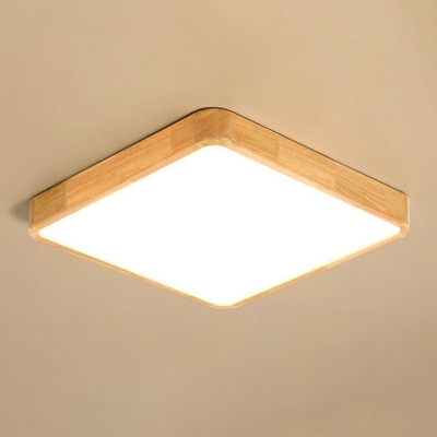 Wooden Flush Mount Ceiling Light Geometric Shape LED Ceiling Lighting for Bedroom