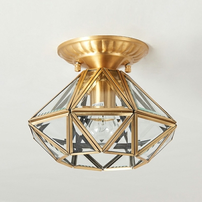 1-Light Flush Mount Lighting Traditional Style Diamond Shape Metal Ceiling Mounted Fixture