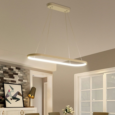 1-Light Suspension Pendant Minimalism Style Oval Shape Metal Hanging Ceiling Lights