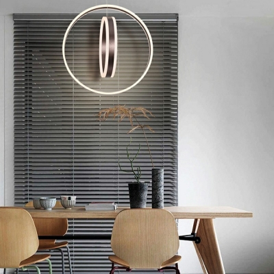 2-Light Chandelier Lighting Contemporary Style Round Shape Metal Hanging Light Fixture