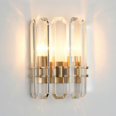 2 Light Flush Mount Wall Sconce Crysyal Wall Mounted Lamps for Bedroom