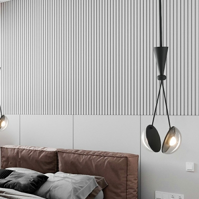 2 Lights Modern Chandelier Lighting Fixtures Black Minimalist Hanging Chandelier for Bedroom