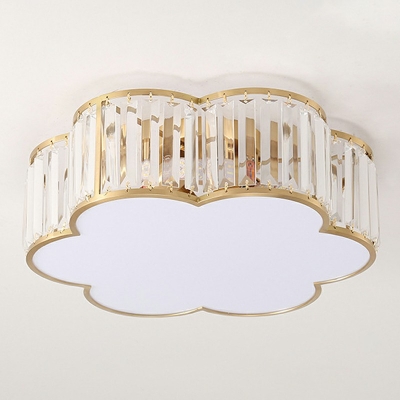 4-Light Flush Mount Chandelier Traditional Style Cage Shape Metal Ceiling Mounted Fixture
